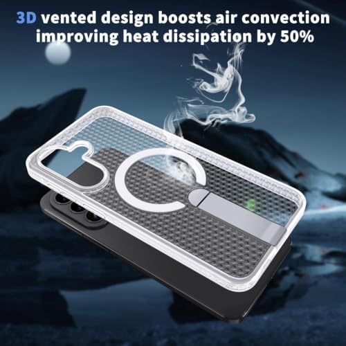 Alternative view of [Air-Nova]  Galaxy A57 için Kılıf Dikey Standlı Güçlü Manyetik [MagSafe ile Uyumlu] A57 Koruyucu PC+TPU Isı Dağılımı Sağlayan Petek Desenli  Galaxy A57 Kılıf (Buzlu Şeffaf)