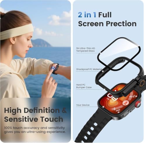 Alternative view of [Change-Case]  Watch Fit 4 Pro için 2’si 1 Arada Sert Polikarbonat Kasa Koruyucu Dokunma ve Netliği Etkilemeyen Darbelere ve Çizilmeye Karşı Fit 4 Pro Ekran Koruyucu Kılıfı (Siyah)