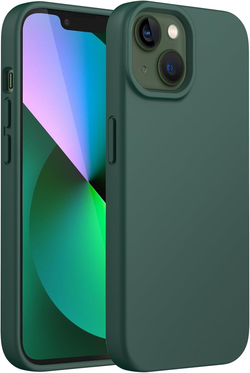 Alternative view of & AKSESUAR Apple iPhone 13/14 ile Uyumlu İçi Kadife Dışı Mat Yapıya Sahip Koruma Sağlayan Lansman Silikon Kılıf (Yeşil)