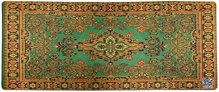 Mouse Pad, 30x70 cm, Mavi Halı Desen Baskılı, Kaymaz Taban, Bilek Destekli, Dikişsiz Kenar, Ergonomik, Ofis ve Oyuncular için (Yeşil) - Görsel 3