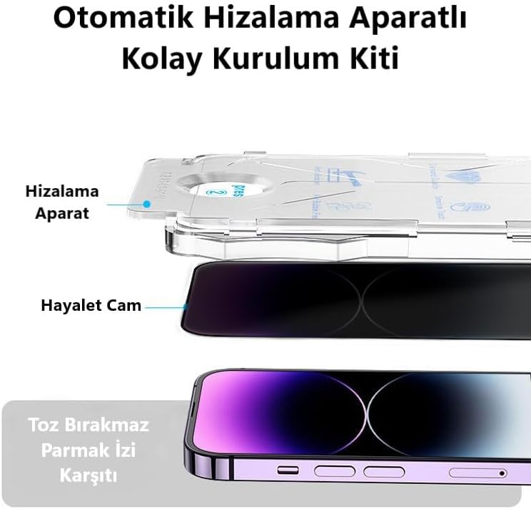 iPhone 16 için Ekran Koruyucu Otomatik Hizalama Aparatlı Kolay Kurulum Kiti Toz Bırakmaz Parmak İzi Karşıtı Tam Kaplayan Hayalet Ekran Koruyucu Kırılmaz Cam - Görsel 2