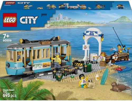 City Klasik Plaj Tramvayı 60506-7 Yaş ve Üzeri Çocuklar için 5 Minifigür ve 5 Oyuncak Hayvan Figürü İçeren Yaratıcı Oyuncak Yapım Seti, Kız ve Erkek Çocuklar için Hediye Fikri (693 Parça)