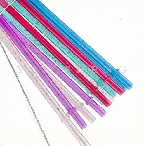 Simli Halkalı Tritan Pipet Seti, 4'lü Şeffaf Simli Pipetler, Temizleme Fırçası Dahil, 40oz Uyumlu, BPA İçermeyen, Kesilebilir - Görsel 3