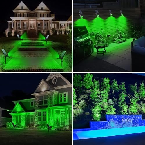Forlife Yeşil 18 LED Spot Güneş Enerjili Bahçe Aydınlatma Lambası, Fotoselli, Spike Aplik, 18W Su Geçirmez Dış Mekan Solar Lamba, Ağaç, Veranda, Garaj, Havuz, Duvar Ve Zemin Montajına Uygundur 42 CM - Görsel 2