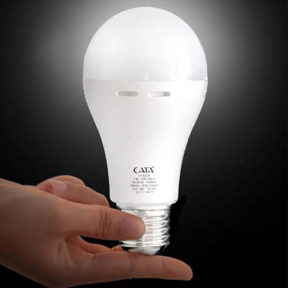 Alternative view of Şarjlı LED Ampul 9W (830 Lümen) 6400K Beyaz Işık, Elektrik Kesintisinde Otomatik Yanan E27 Duylu Şarj Edilebilir Acil Durum Işıldak Ampulü Cata CT-4229