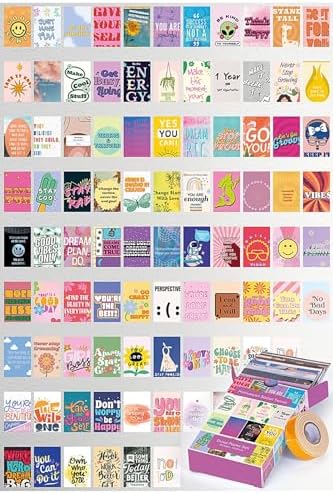 GUGUK Motivasyon Sözleri Temalı 90 Adet Duvar Poster Seti, Özel Tasarım Kutulu, Oda Dekoru (GGK-K009)