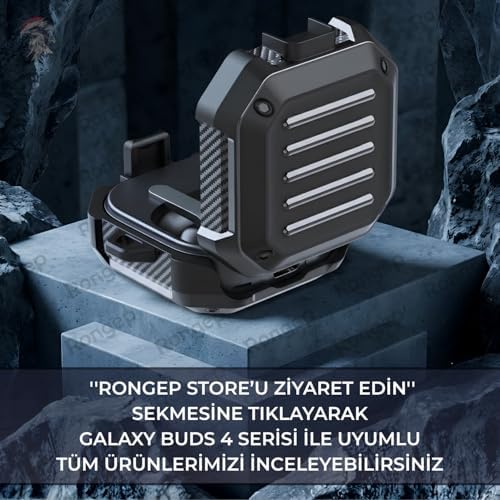 Alternative view of [Bolt-Shield]  Galaxy Buds4 Pro/Buds 4 için Kılıf [Güvenlik Kilit Tasarımlı] Tam Koruma Sağlayan Galaxy Buds4 Kulaklık Kılıfı Karbon Fiber Detaylı  Buds 4 Pro Kılıfı (Siyah)