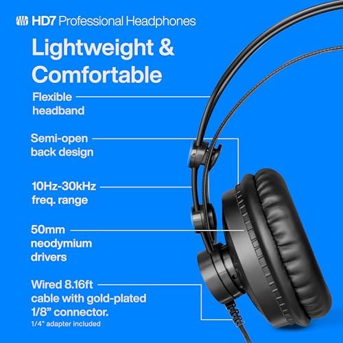 Presonus HD7-A, Profesyonel Dinleme Kulaklığı, Kulak Üstü, Siyah - Görsel 3