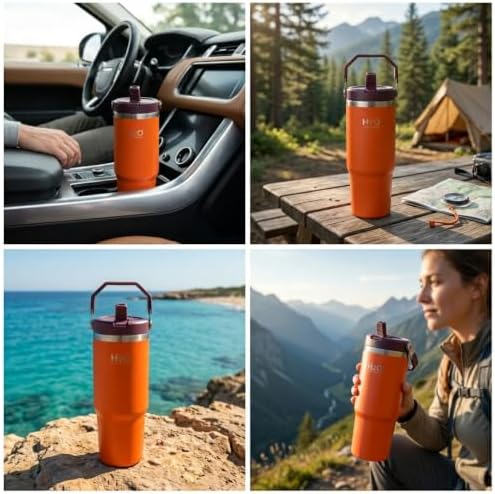 Alternative view of Paslanmaz Çelik Termos Matara - 900 ML (1 Litre) Kapasiteli, Pipetli ve Emzikli Çelik Suluk (4 Renk Seçeneği) (TURUNCU)