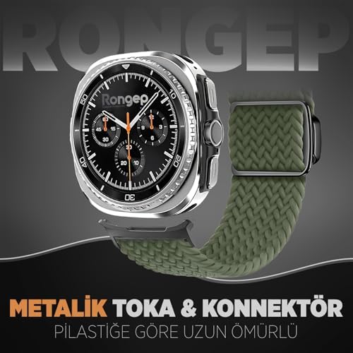 Alternative view of [Örgü Loop]  Galaxy Watch 8 44mm/40mm/Classic 46mm ile Uyumlu Kordon Manyetik Toka Konforlu  Watch 8 44mm Kordonu Terletmeyen Elastik Kumaşlı Galaxy Watch 8 Kordon