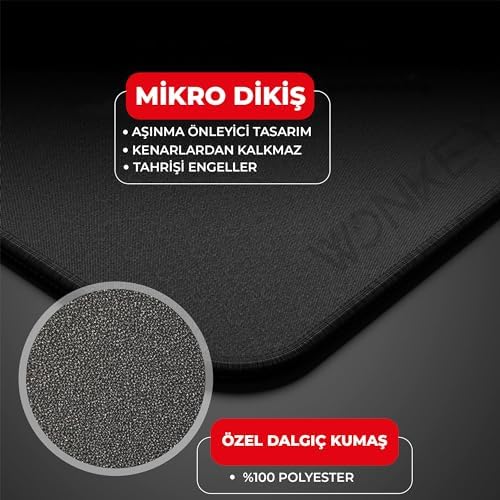 WONKEY PRO - Dikişli Mouse Pad Gaming, Oyuncu Gamer Mousepad, Ofis Tipi Mouse Ped, Orta Boy Fare Altlığı, Gaming Mouse Pad (32x24 cm - M) - Görsel 3
