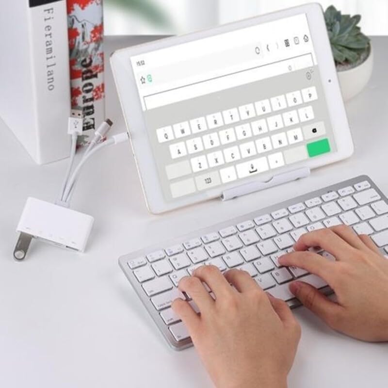 Alternative view of NK1032 Pro Type-C Lightning Usb-A To 2x Usb3.0 Sd Tf Pd Kart Okuyucu Çevirici Hub Adaptör