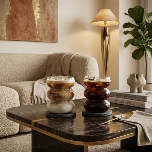Asimetrik Borosilikat Cam Bardak, 350 Ml Kapasite, Isıya Dayanıklı Yapı, Makinede Yıkanabilir, Ev Ofis Restoran İçin Kullanıma Uygun Borosilikat Cam Kahve Espresso Latte Sunum Bardağı - Görsel 2