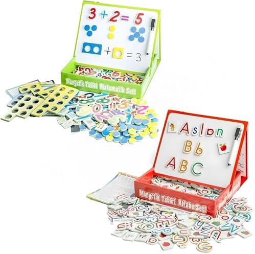 Eğitici Manyetik Harfler ve Manyetik Matematik Sayı Seti - Magnet Yazı Tahtası Alfabe Sayılar - Görsel 3