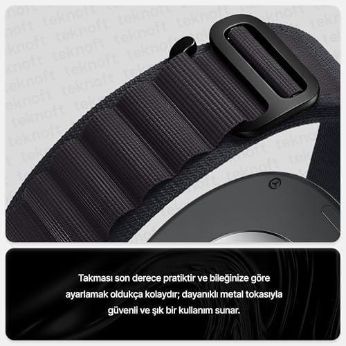 Galaxy Watch 8 (40mm/44mm) ve Watch 8 Classic (46mm) ile Uyumlu Metal Bağlantılı, Hafif ve Yumuşak Kumaş Alpine Loop Kordon