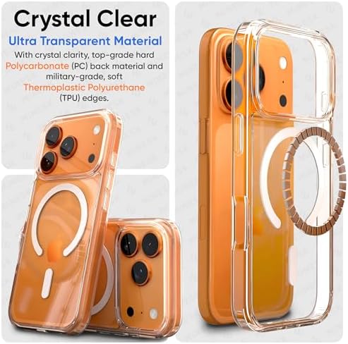 iPhone 17 Pro Max için Origin Serisi Premium Kalite Magsafe ile Uyumlu Kılıf Crystal Clear Super Şeffaf Materyal ve İnceltilmiş 3D Gerçek Manyetik Çember (17 Pro Max)