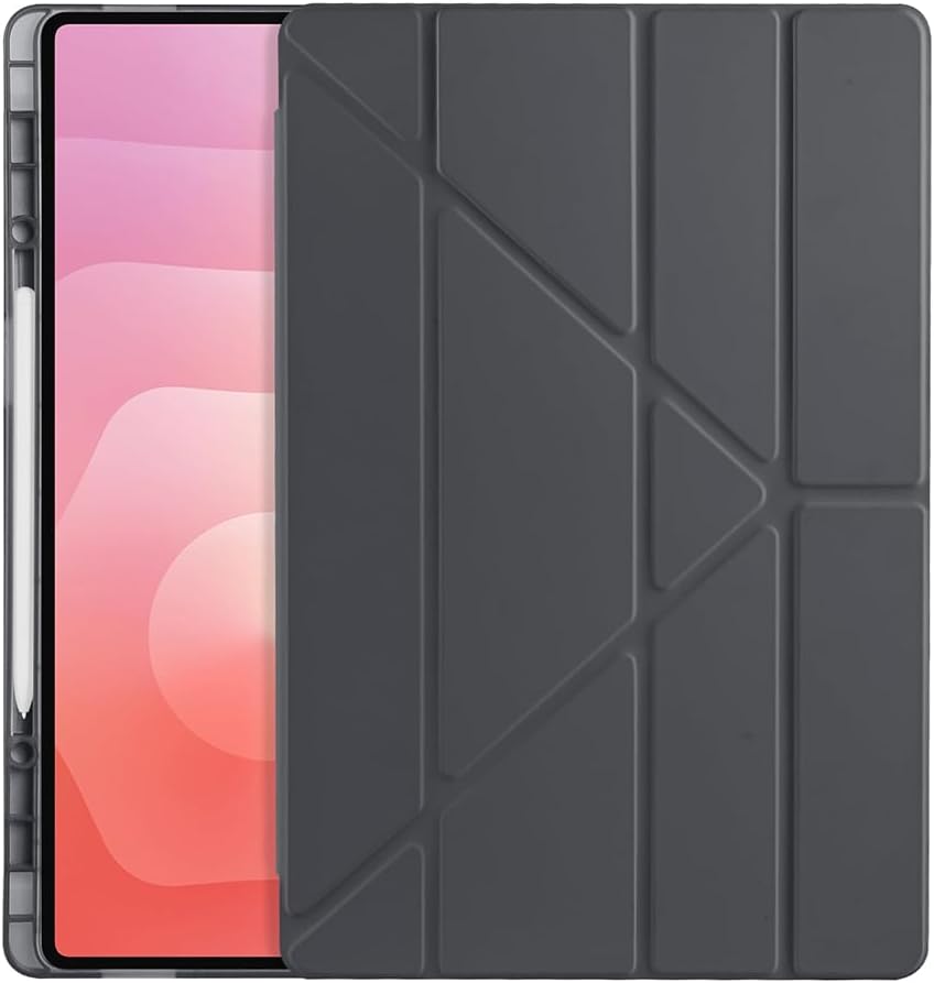 Galaxy Tab S11 Ultra SM-X930 X936B ile Uyumlu Kılıf Silikon Yumuşak Kalem Bölmeli Esnek 4 Farklı Stand Olabilen Tablet Kılıfı Siyah - Görsel 3