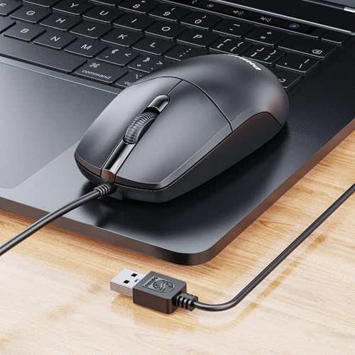 SPK7247 USB Kablolu Optik Mouse - 1.8 Metre Ekstra Uzun Kablo, 1200 DPI Hassasiyet, Ergonomik Ofis ve Ev Tasarımı, Tak-Çalıştır, Siyah