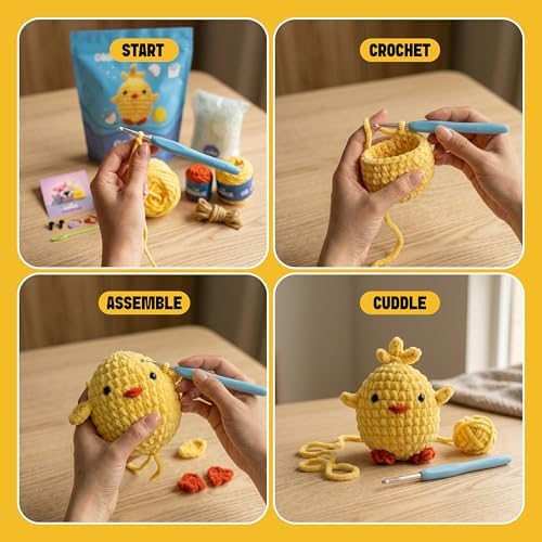 Alternative view of The Gookie Başlangıç Seviyesi Amigurumi Kapibara Örgü Seti, El Yapımı Tığ İşi Oyuncak, Kahverengi, Tam Set Malzemelerle