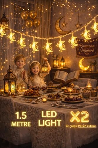 Alternative view of Pilli led ışık, Şerit led 1,5 Metre SARI Işıklar Peri Işıkları Aydınlatmalı Şerit Led led ışık şerit Led Işık 3 Yıldız 1 Ay