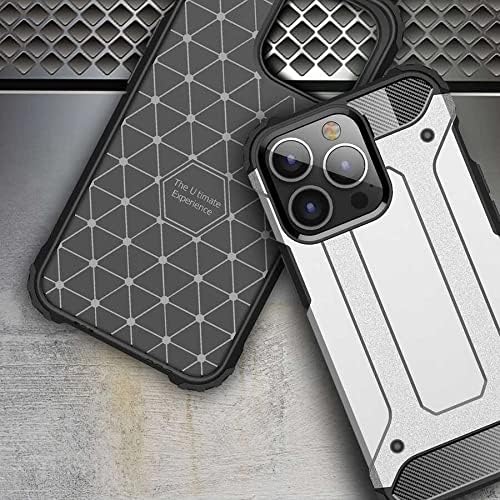 Apple iPhone 13 Pro ile Uyumlu Kılıf Çİft Katman Koruyucu Crash Military Tank Kılıf - Gri - Görsel 2