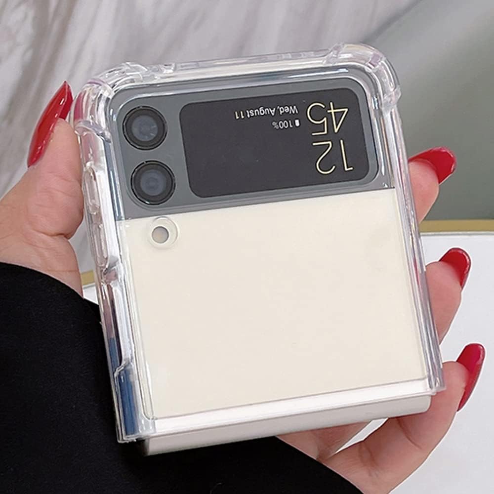 Alternative view of Galaxy Z Flip 3 ile uyumlu Anti Shock Şeffaf Kılıf Pürüzsüz Yüzey Galaxy Flip 3 ile uyumlu Kılıf