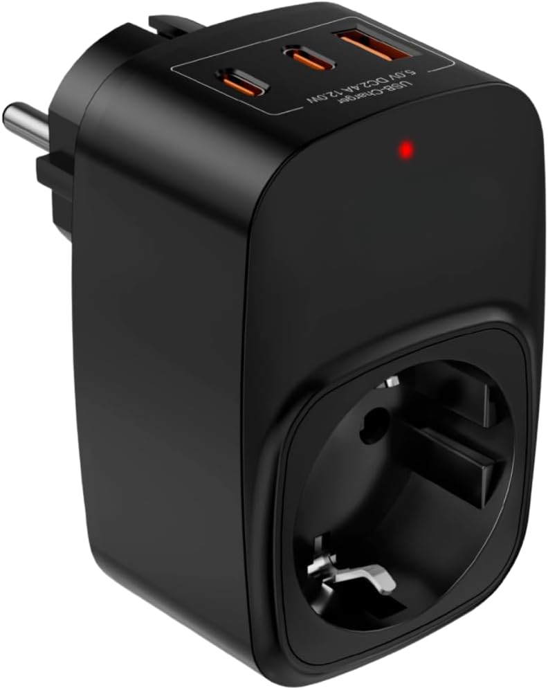 Alternative view of Vetech Akım Korumalı Priz 1x Priz, 2x Type-C, 1x USB Port Çıkışlı Tekli (Siyah)