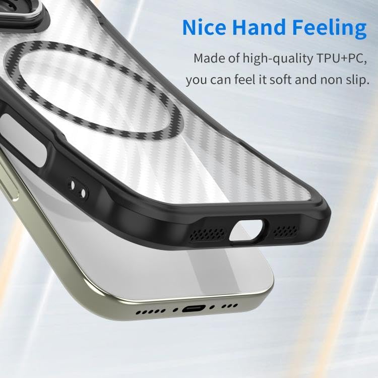 Alternative view of [Clear-Carbon]  Galaxy S26 için Kılıf Manyetik [MagSafe ile Uyumlu] S26 Koruyucu Darbe Emici Güçlü Manyetikli Arkası Karbon Fiber Dokulu  S26 Kılıfı (Siyah)