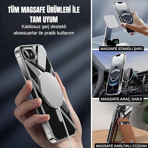 Alternative view of Ehr. iPhone 16e/17e Uyumlu Kamera Korumalı Magsafe Wireless Şarj Özellik Sert Sararmaz Mika Şeffaf Kristal Arka Kapak Kılıf
