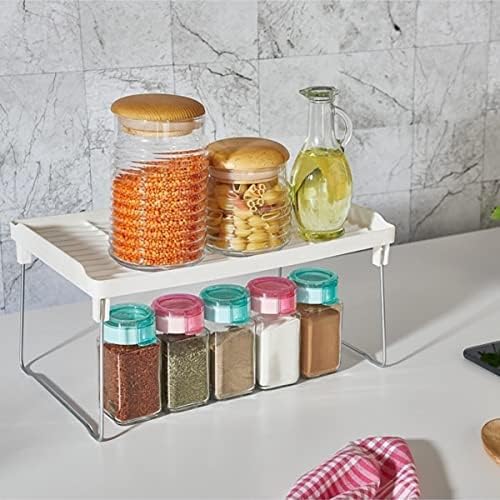 Dolap İçi Raf Düzenleyici, Metal Ayaklı, Plastik Mutfak Rafı, Tezgah Üstü Yer Kazandıran Organizer, 14x30cm - Görsel 2