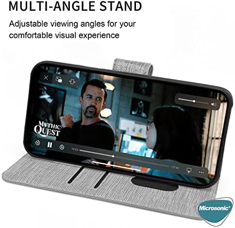 Alternative view of Galaxy A24 için Kılıf Fabric Book Wallet Gri [Galaxy A24 ile Uyumlu Kılıf - Gri]