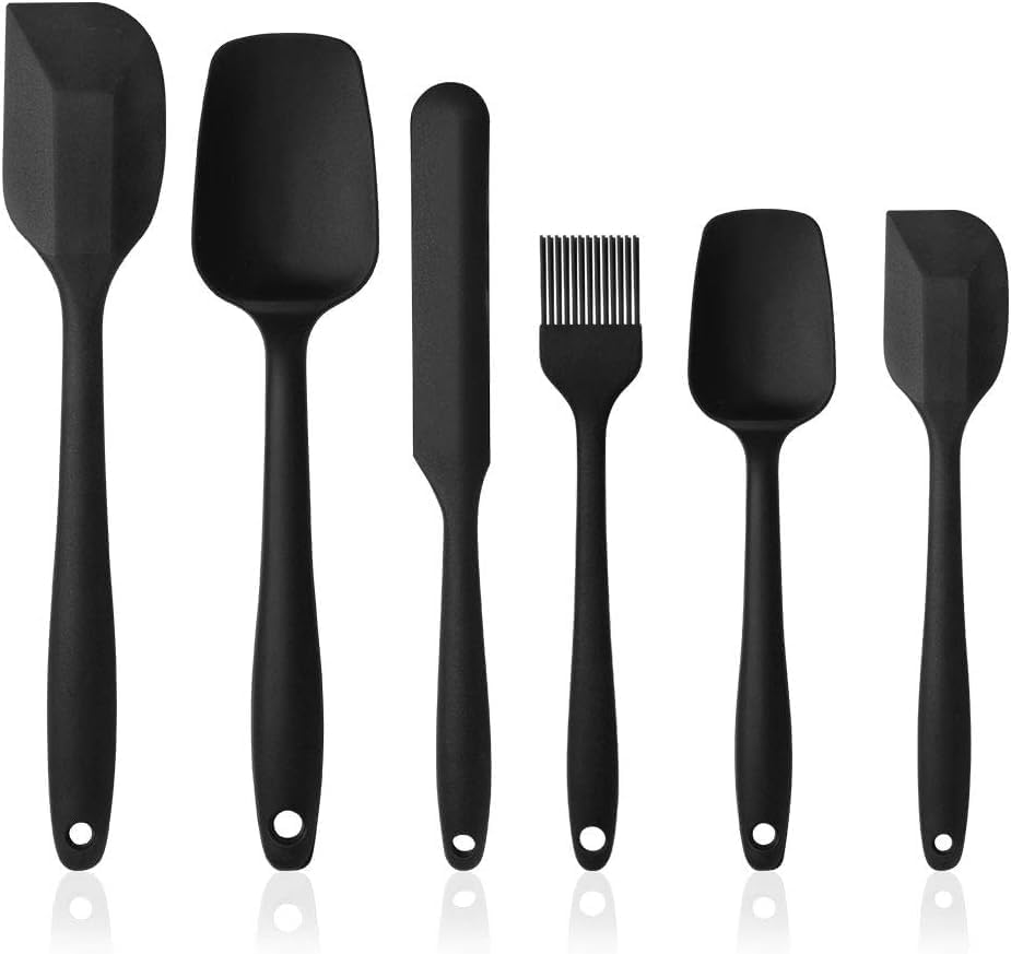 Alternative view of Silikon Mutfak Spatula Seti, 6 Parça, Siyah, Isıya Dayanıklı Yapışmaz Spatula, Çorba Kaşığı, Fırça, Dikişsiz Tek Parça Tasarım