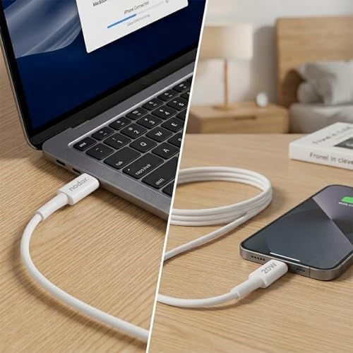 Nodar 20W USB-C to Lightning Hızlı Şarj Kablosu 1 Metre PD Veri Kablosu iPhone 14, 13, 12, 11, Pro, Max, iPad Uyumlu Sağlam ve Dayanıklı TPU Yalıtım Yüksek Hızlı Veri Transferi Beyaz ND1151 - Görsel 3