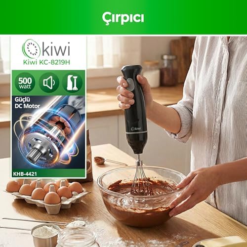 KC-8219H Güçlü 500W Siyah El Seti – Parçalama ve Çırpma Deneyimi, Paslanmaz Çelik Bıçaklı 500 ml Hazne - Görsel 3
