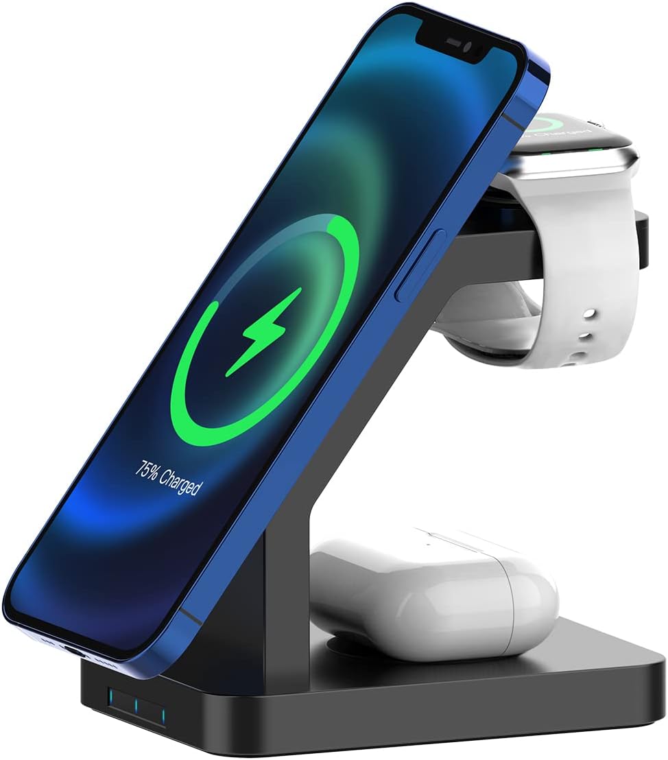 Alternative view of BL34 3 in 1 Magsafe Uyumlu 15W Telefon, Kulaklık, Apple Watch Uyumlu Masaüstü Stand Kablosuz Şarj Cihazı