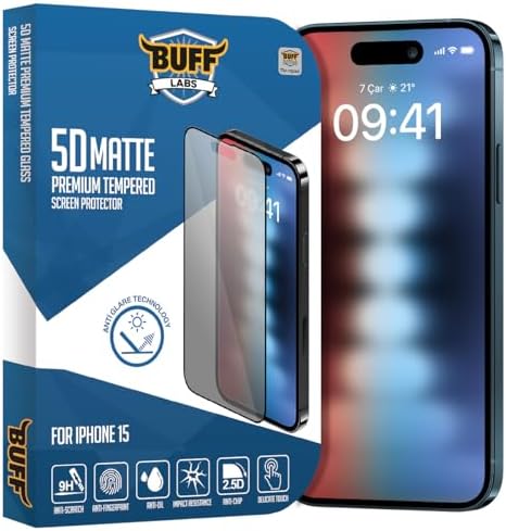LABS iPhone 15 ile Uyumlu 5D Matte Mat Ekran Koruyucu - Görsel 2