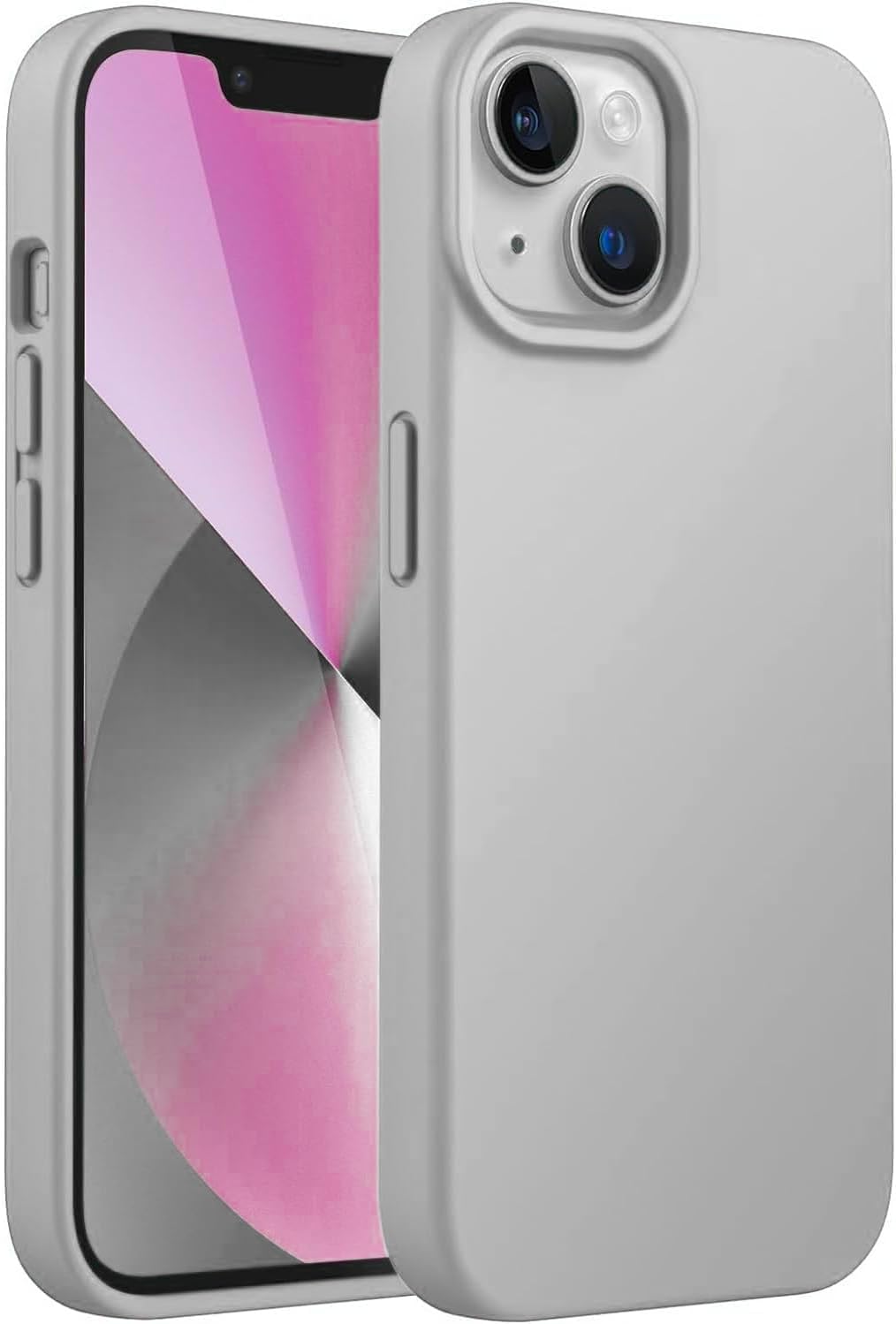 & AKSESUAR iPhone 15 ile Uyumlu İçi Kadife Dışı Mat Yapıya Sahip Koruma Sağlayan Lansman Silikon Kılıf (Gri)