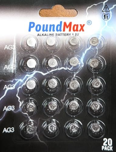 20 X PoundMax AG3 LR41 LR736 / L736 / G3 / G3A / 3GA / 192 / GP192 / V3GA / RW87 1.5V PoundMax Alkalin Düğme Piller Küçük Elektronik Ev Aletleri, Araba Anahtarları, ölçüm cihazları