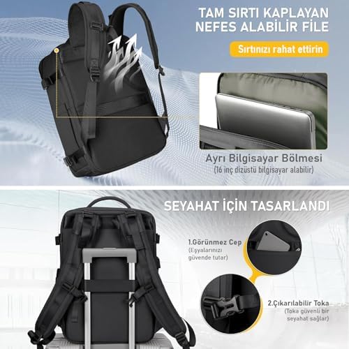 Haegs Laptop Sırt Çantası, Seyahat Çantası Hafif El Çantası Küçük Bavul Valiz, Uçak Onaylı Kabin Çantası, Erkek ve Bayan İçin, 15.6 inç Notebook Dizüstü Bilgisayar Laptop Macbook Çantası