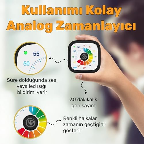 Mutfak,Ders,Yemek için 60dk Analog Alarm Zamanlayıcı,Pomodoro Öğrenci Motivasyon Saati (Kırmızı) - Görsel 3