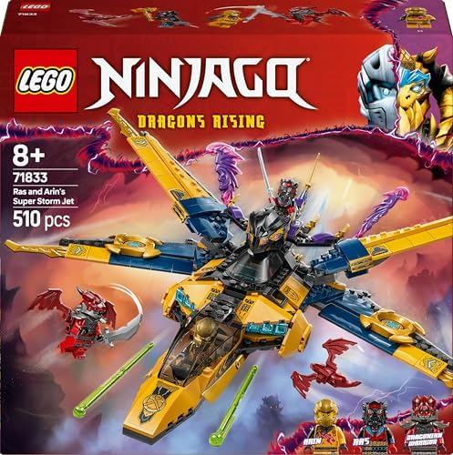 Ras ve Arin'in Süper Fırtına Jeti 71833-8 Yaş ve Üzeri Çocuklar için 3 Ninja Minifigürü İçeren Yaratıcı Oyuncak Yapım Seti, Doğum Günü Hediyesi (510 Parça)