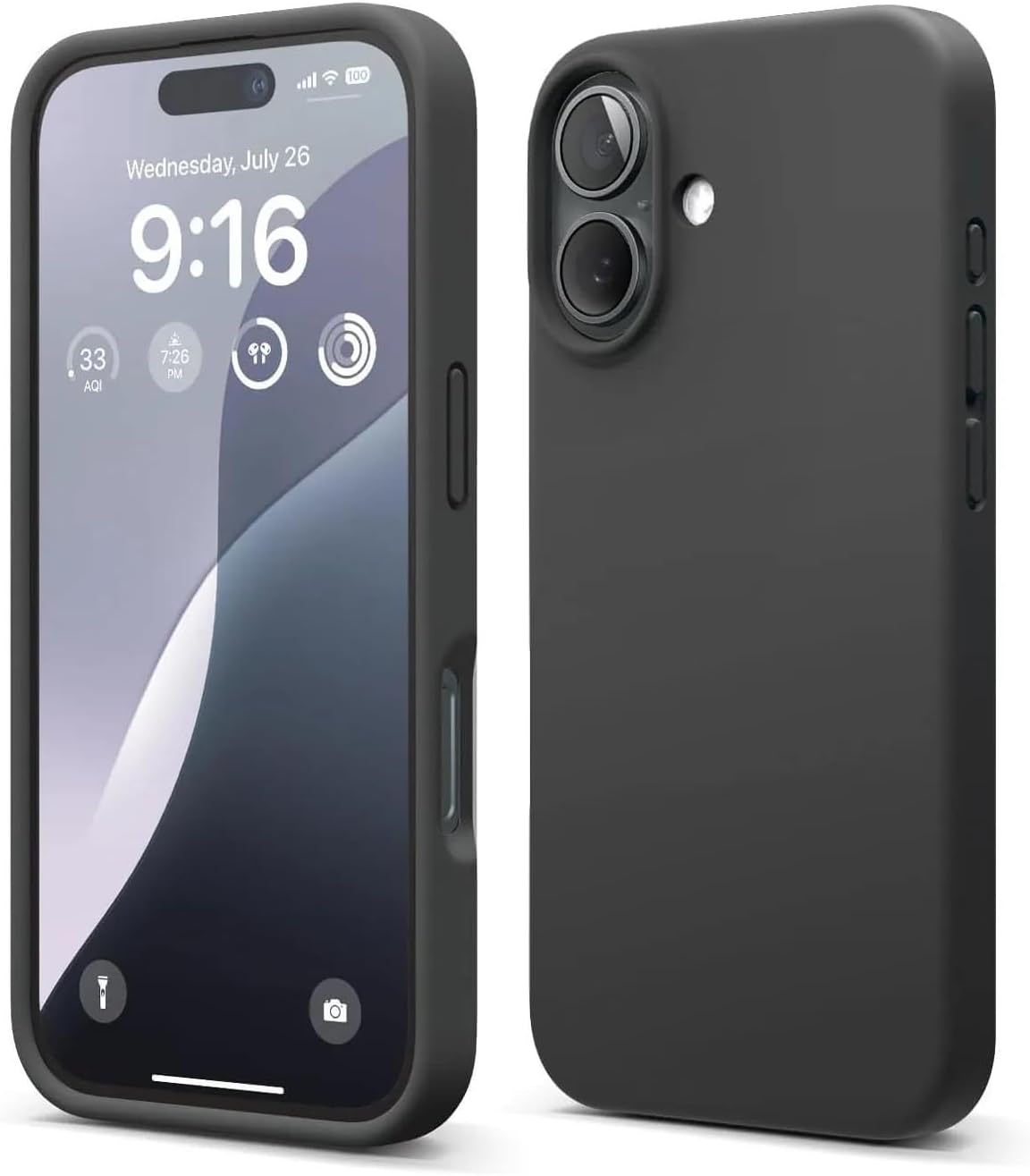 Alternative view of & AKSESUAR iPhone 16 Plus ile Uyumlu İçi Kadife Dışı Mat Yapıya Sahip Koruma Sağlayan Lansman Silikon Kılıf (Siyah)
