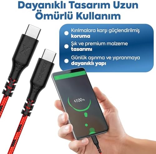 Alternative view of Type-C to Type-C ile Uyumlu iPhone ve  ile Uyumlu Hızlı Şarj ve Data Kablosu 40 cm (Siyah)