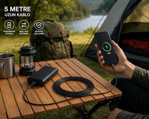 USB to Micro USB Şarj Kablosu 5 Metre Uzun Kablo Hızlı Şarj Destekli Charging Data Sync Kablo High Speed Charging Enerji Tasarruflu Uzun Mesafe Kullanım İçin USB Input Uyumlu | ZR940 - Görsel 3