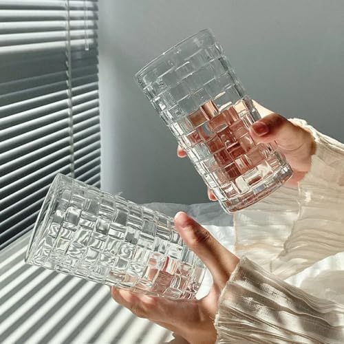 400ml,kabartma Dokuma Desenli 62'lı SetUzun Cam Bardak,Sıcak ve Soğuk Kokteyller,Buzlu İçececekler için Kibar Şık Ergonomik Tasarım Borosilikat Cam