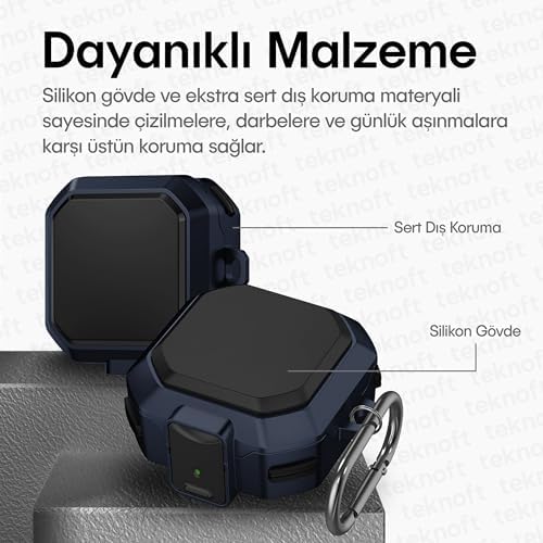 Galaxy Buds 4 Pro ve Buds 4 ile Uyumlu Darbelere Karşı Ultra Güçlü Çift Renkli Sert Kenarlı Mat Silikon Kılıf (Lacivert, Galaxy Buds 4 Pro/4) - Görsel 2