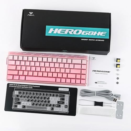 Alternative view of Aula Hero 68 He Manyetik Klavye Rapid Trigger Black King Switch 8000Hz RGB Neon TKL Hot Swap Oyuncu Klavyesi Pembe