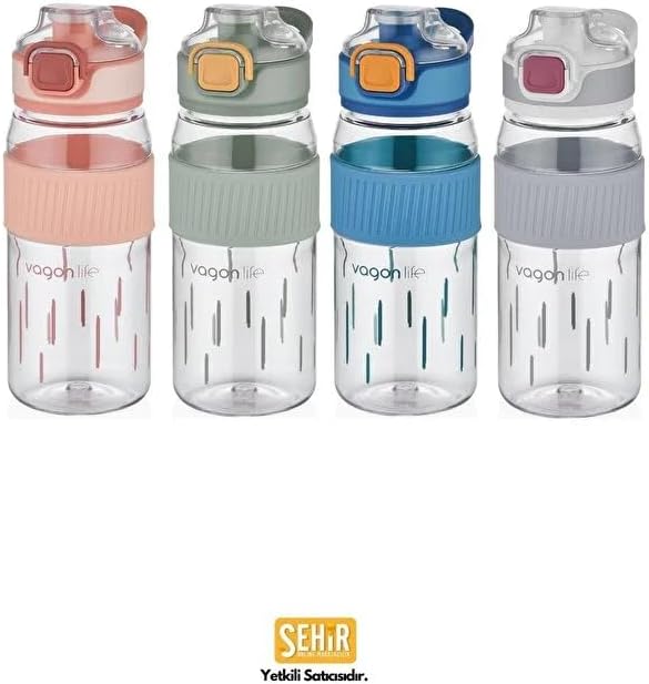 Alternative view of 550ml Rahat İçim Desenli Silikon Gövde Kilitlenebilir Kapaklı Polikarbon Matarası (Lacivert)