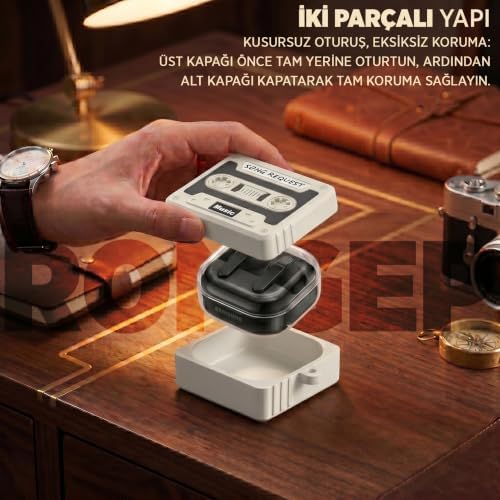 Alternative view of [Retro-Cassette]  Galaxy Buds 4 Pro/Buds 4 için Kılıf 80'ler/90'lar Temalı Galaxy Buds4 Kulaklık Kılıfı Tam Koruma Sağlayan Retro Kaset Desenli  Buds 4 Pro Kılıf (Akustik)
