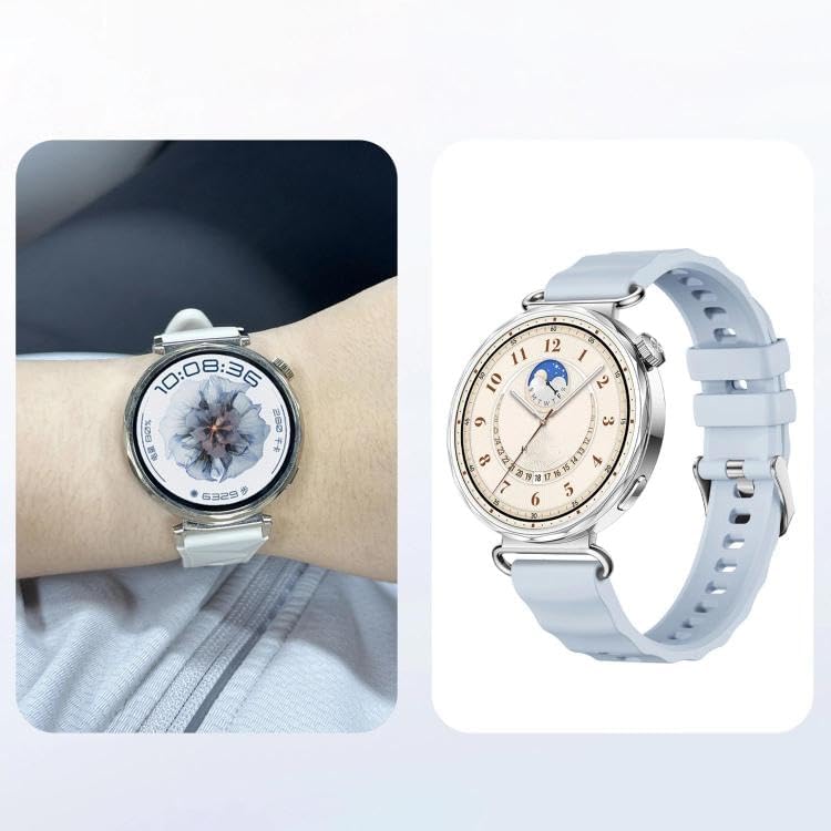 [Spring Loop]  GT6 41mm/GT5 Pro 42mm/GT5 41mm/GT4 41mm ile Uyumlu Silikon Kordon Yüzeyi Dalgalı Görünümlü GT6 41mm Kayış Rahat ve Yumuşak Silikonlu  GT6 41mm Kordonu